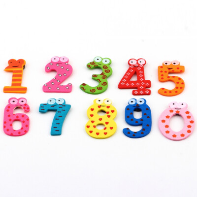 

X mas Gift Set 10 Number Wooden Fridge Magnet Education Learn Cute Kid Baby Toy