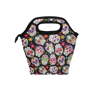 

Lunch Bag Tote Bag Colorful Skull Travel Picnic Organizer Lunch Holder Handbags Lunch Bag Box