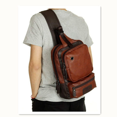 

PU leather mens sports chest bag casual outdoor crossbody bag