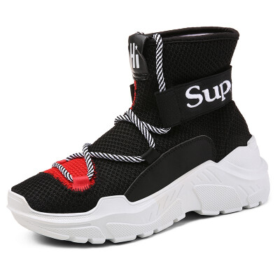 

Autumn sports&leisure high shoes male Korean version of the trend shoes hip hop large size increased breathable mesh shoes