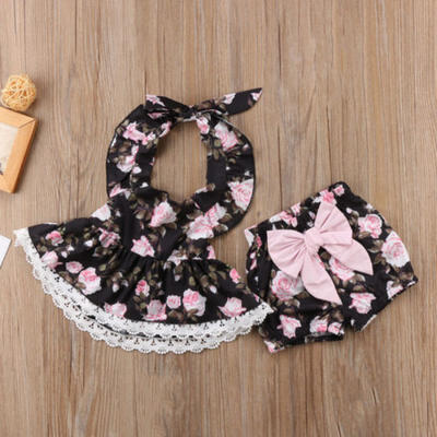 

Baby Kid Girl Floral Printed Soft Loose Dress T-shirt Tops Bowknot Pants Outfits