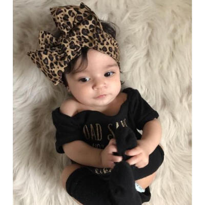 

Infant Baby Girl Romper Bodysuit Jumpsuit Leopard Headband 2pcs Outfits Clothes