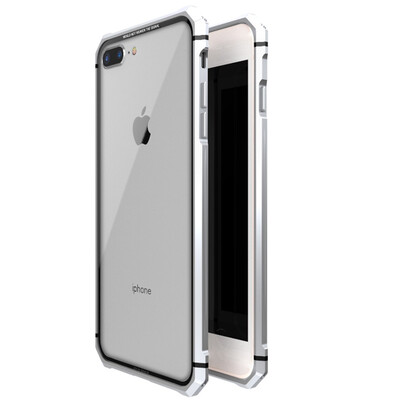 

Original LUPHIE Phone Case For iPhone 7 8 Plus Metal Aluminum Frame 9H Tempered Glass Back Cover Shockproof Case
