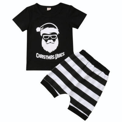 

USA Toddler Kids Baby Boys Tops T-shirt Striped Pants 2Pcs Outfits Set Clothes