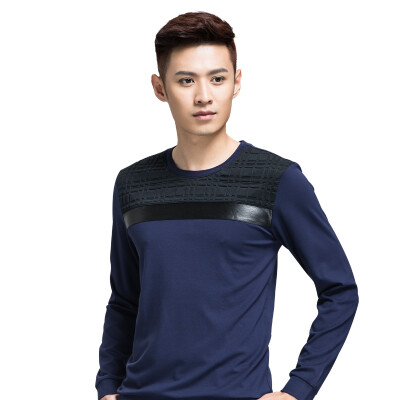 

Qipai (SEVEN) Men's T-shirt male patch stitching long-sleeved t-shirt 111T58020 58 dark blue 165