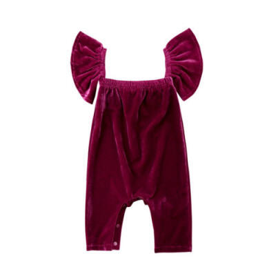 

Newborn Baby Girls Velvet Romper Off Shoulder Jumpsuit Outfits Clothes Summer AU