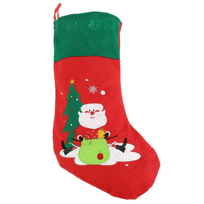 

UpperX Christmas Stocking Socks Embroidered Red Felt Christmas Santa Stocking 17inch Christmas Present Stocking Xmas Decor