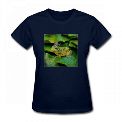 

Andrea Haase Animals Illustration Funny Green Frog with Golden Crown Illustration Women T-Shirt