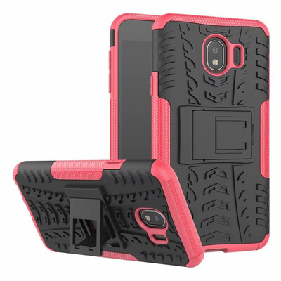 

Fivice Samsung J4 2018 Case TPU anti-fall tire pattern back clip bracket phone case