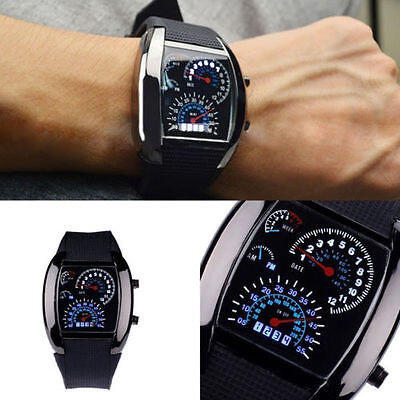 

Mens Fashion Black Stainless Steel Luxury Analog Quartz LED Wrist Watch N