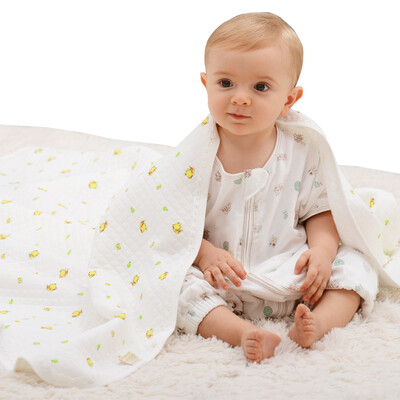 

Yeah's (Yeah's) baby air layer knitted children's blanket spring and summer fall section 135x115cm baby cover blanket children's cotton air-conditioning is gold sales green printing