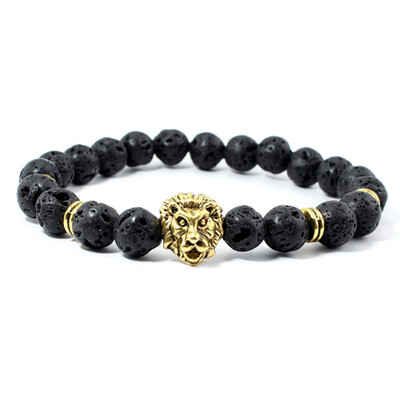 

MyMei Natural Stone Bead Buddha Bracelets Silver Buddha&Black Lava Energy Bracelet