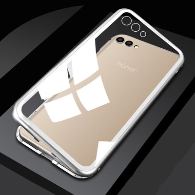 

For HUAWEI Honor 10 V10 Slim Hard Shockproof Case Magnetic Adsorption Metal Bumper Tempered Glass Back Cover Case