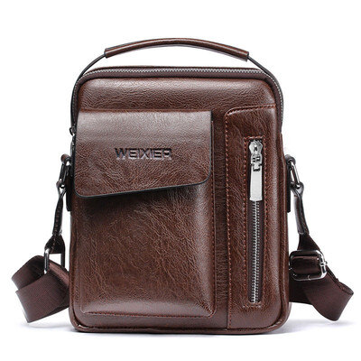 

New Trendy Men Fashion Crossbody Bag Small Casual Hand Bag PU Leather Male Bag