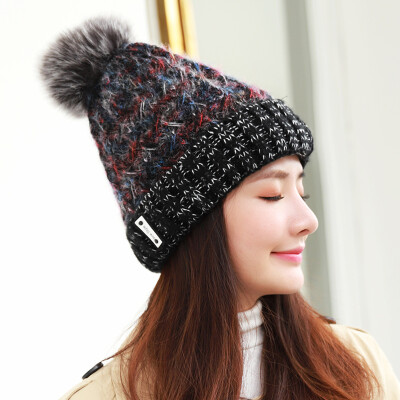 

Italian kangaroo LALPINA hat female winter wool hat female plush ball knit hat youth simple wild ear protection warm hair ball cap black 682141002