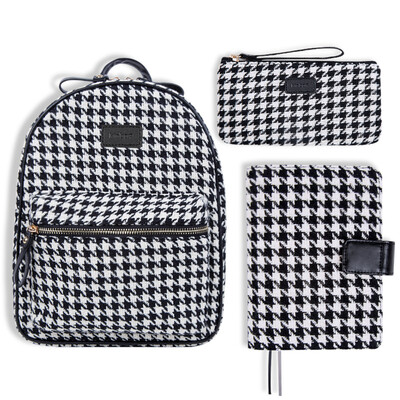 

kins fashion three suit A6 hand account note stationery bag backpack thousand birds grid black DTB6501