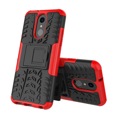 

Fivice LG Q7 Case TPU anti-fall tire pattern back clip bracket phone case