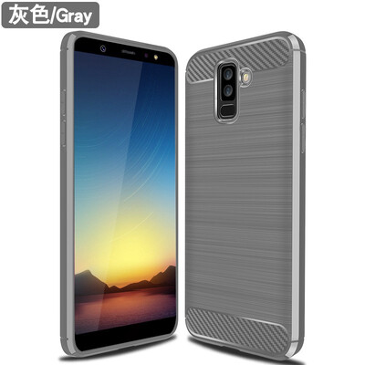 

Fivice Samsung A6 PLUS case Brushed carbon fiber silicone anti-fall soft shell phone case