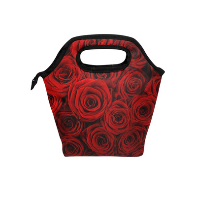 

Red Rose Lunch Bag Tote Bag Travel Picnic Organizer Lunch Holder Handbags Lunch Bag Box