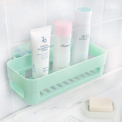 

ShangGang strong seamless non-perforated bathroom shelf kitchen bathroom rack soap box towel rack rectangular random color