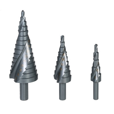 

3PCS 4-32mm High Speed Steel HSS Spiral Groove Step Drill Excellent Pagoda Drills Hole Cutting Tool for Metal Cone Drill Bit Hole