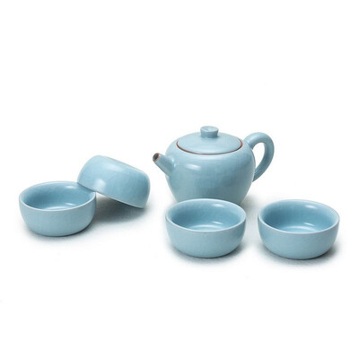 

Ru kiln sky blue heart-shaped sticks nailed firing tea set