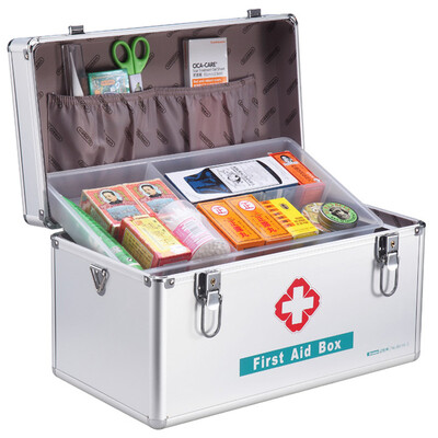 

Jinlongxing (Glosen) B016-3 aluminum alloy first aid box 16-inch family double-layer medicine box storage box