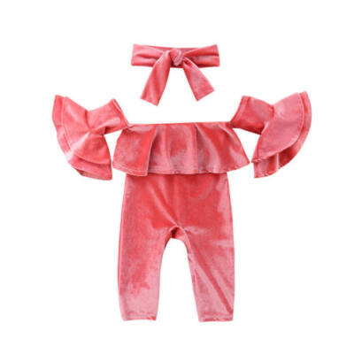 

AU Newborn Kids Baby Girl Velvet Ruffle Romper Jumpsuit Headband Outfits Clothes