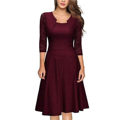 

Summer Dress Women Short Sleeveless Long Beach Dress Casual Retro Wear To Work High Quality Lace Solid Color Ladies Dresses