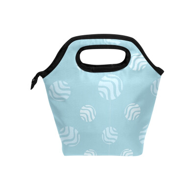 

Lunch Tote Bag Blue Dot Travel Picnic Insulated Lunch Handbags Portable Zipper Lunch Bag Box