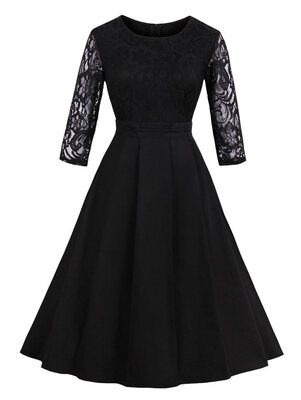 

Vintage Lace Insert Fit&Flare Dress