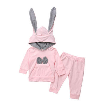 

Cute Newborn Baby Boys Girls Ears Hooded Tops Pants Harem Outfits Set Clothes