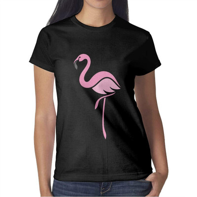 

Womens Hello Summer Flamingo Cotton T-Shirt Short-Sleeve Interesting tee