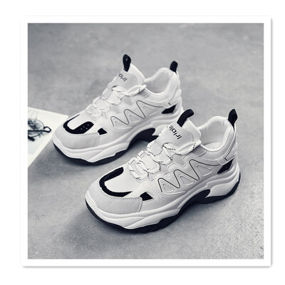 

2018 new wild Korean version of the thick bottom to increase student fashion sports shoes new waterproof platform round head lace-