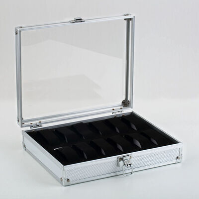 

12 Сетка Слоты Ювелирные часы Дисплей хранения Box Case Aluminium Square NEW