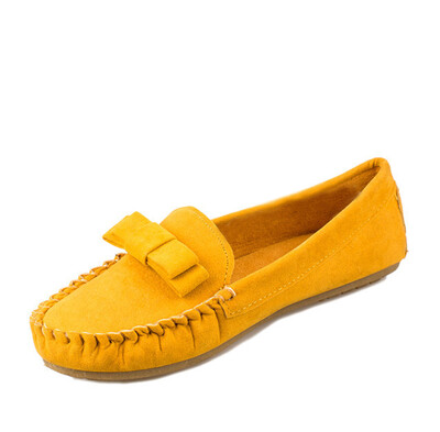 

Women Lady Bow Suede Ballet Flats Slip On Comfortable Loafers Casual Boat Pea Shoes
