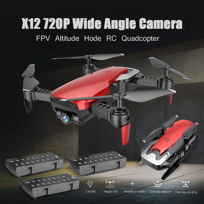 

Dongmingtuo X12 720P Wide Angle Camera WiFi FPV Drone Altitude Hold RC Quadcopter w Three Batteries