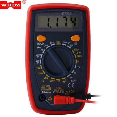

WHDZ DT33B LCD Digital Multimeter Backlight AC DC Voltmeter Tester measuring DC voltage AC voltage DC current resistance