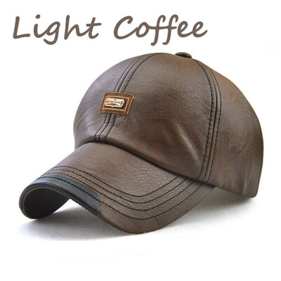 

Vintage PU Leather Baseball Cap Mens Winter Outdoor Sports Hats Adjustable