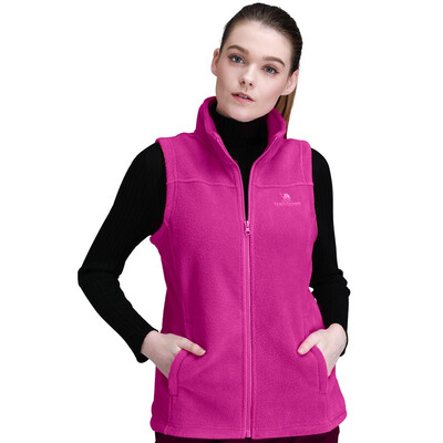

CAMEL CROWN Fleece Vest Women Full-Zip Sleeveless Jacket Plus Size with Pocket Lightweight Casual Gilet