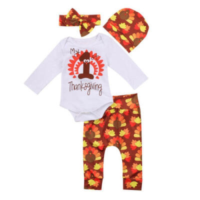 

Newborn Baby Girl Thanksgiving Clothes Jumpsuit Romper Bodysuit Pants Outfits