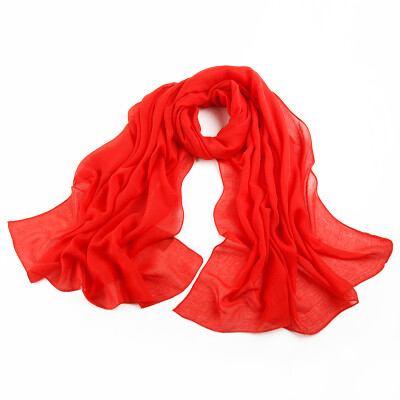 

Jingdong Supermarket] Antarctic (Nanjiren) scarf solid color Korean cotton and linen scarves spring and autumn scar four seasons wild air conditioning shawl watermelon red