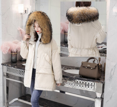 

Snow in autumn&winter down jacket female raccoon big fur collar thick in the long coat