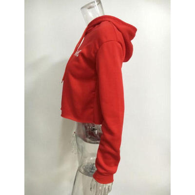 

Women Autumn Hooded Blouse Long Sleeve Crop Top Hoodie Sports Sweater Sweatshirt