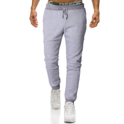 

HOT Mens Track Pants Slim Cuff Trousers Sport Tracksuit Casual Plain Black Grey