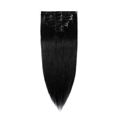 

7 PcsSet 100 Human Hair Clip In Hair Extensions Women Girls Long Straight Full Head Hair Extension