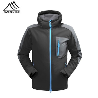 

SAENSHING Waterproof softshell Jacket Men Hiking Fleece Rain Coat Fishing Windbreaker Outdoor Camping Trekking Soft shell Jacket