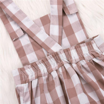 

Infant Toddler Baby Girls Strap Grid Romper Jumpsuit Bodysuit Clothes Outfits