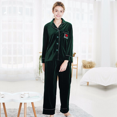 

New velvet ladies pajamas new autumn&winter long sleeve two-piece suit nightgown home clothing