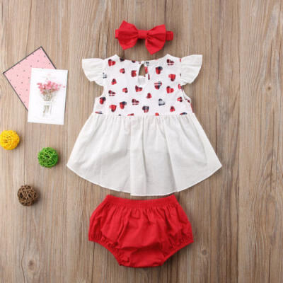 

3PCS Toddler Kids Baby Girl Clothes Outfit Set Party Dress Sundress Short Pants